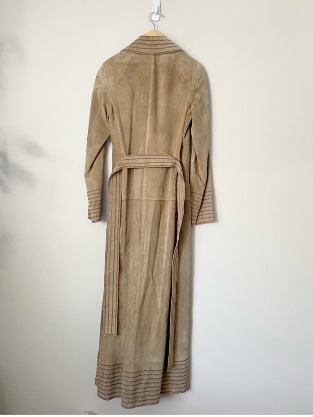 Vintage Emanuel Ungaro Suede Leather Boho Style Long Trench Coat - Picture 5 of 15